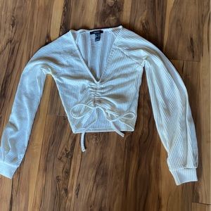 White forever 21 adjustable sweater crop top